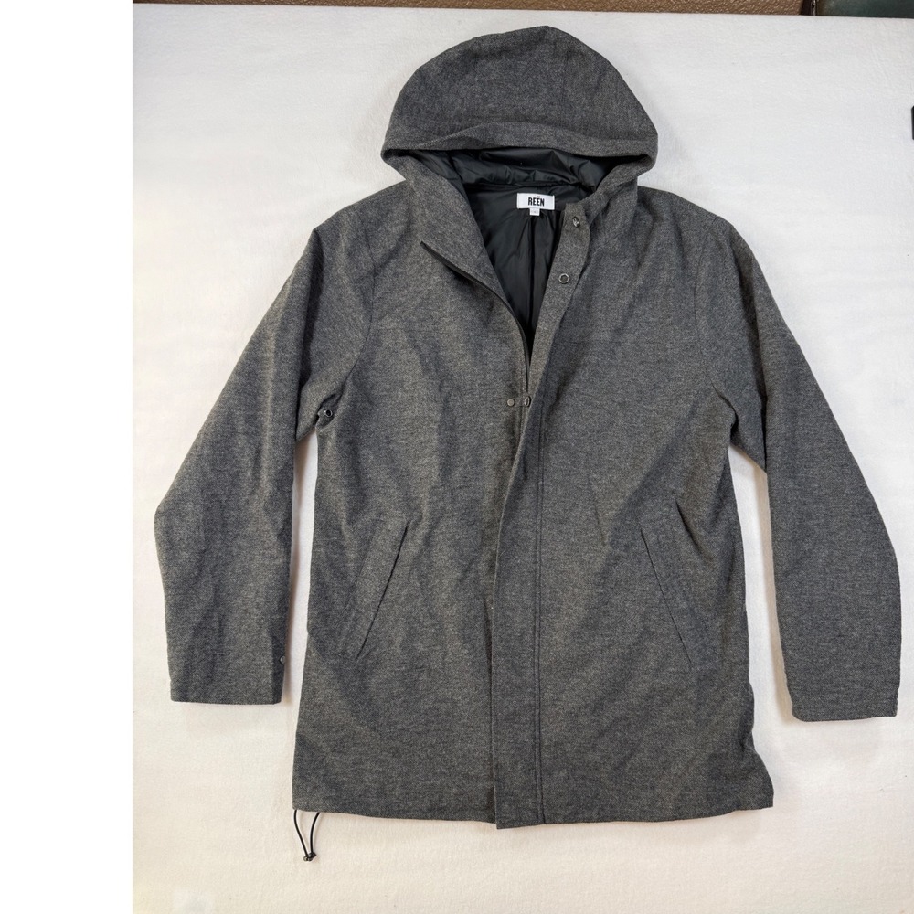 Reen Large Waterproof Jacket Sustainable Wool Blend Luxury Hooded Gray Coat